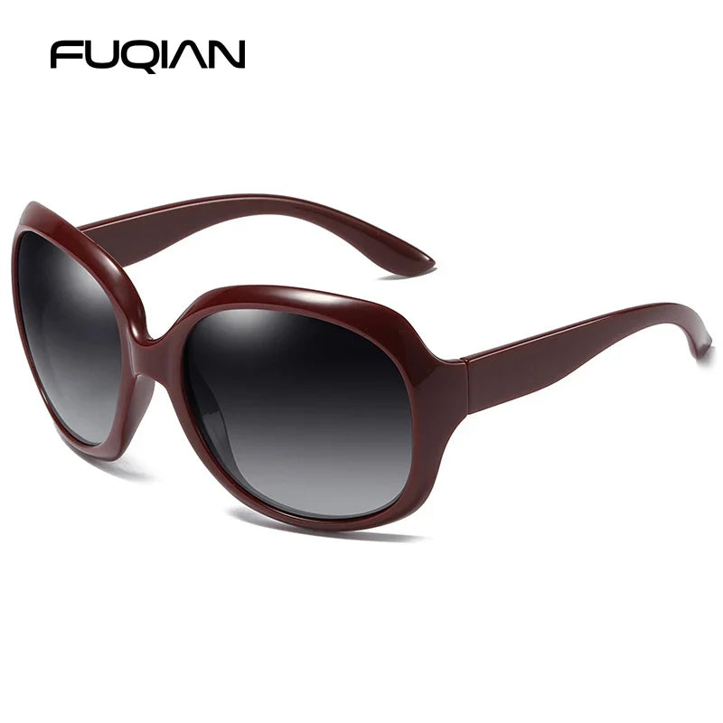 Brand Design Elegant Oversized Polarized Sunglasses Women Fashion Big Round Sun Glasses Ladies Vintage Outdoor Anti Glare Shades