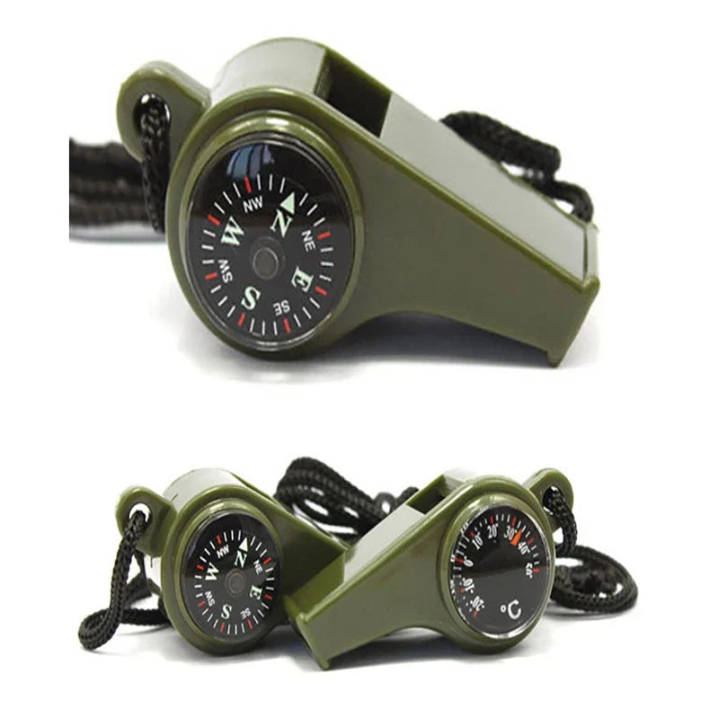 3-in-1 Survival Whistle with Compass & Thermometer