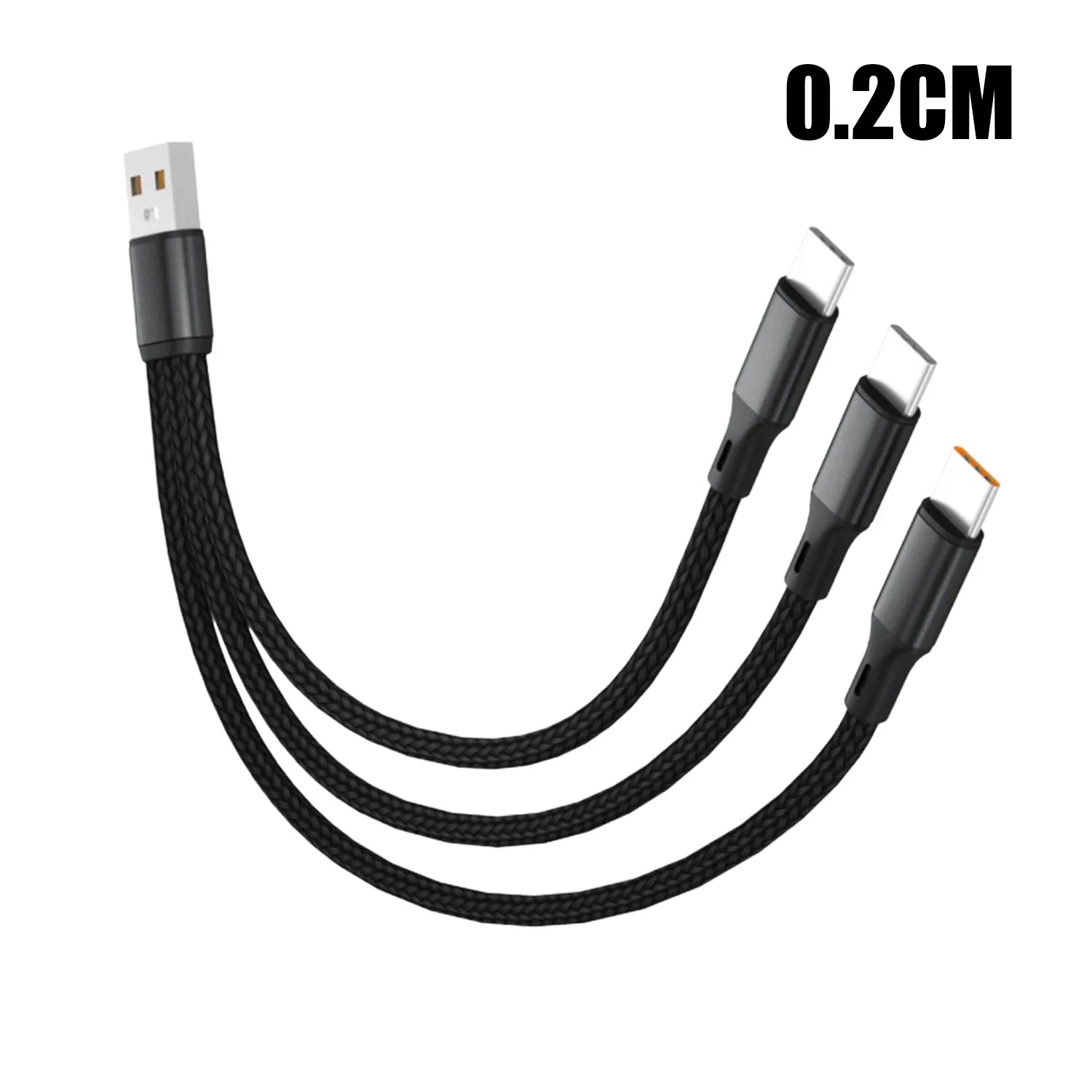 3 In 1 100W 6A USB-A to 3 ×Type-C Fast Charging Data Cable