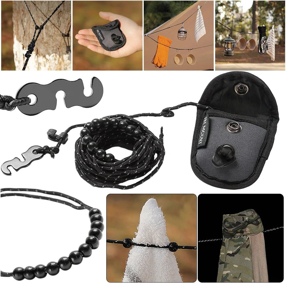 3 Meter Camping Stretch Clothesline With 12 Clips