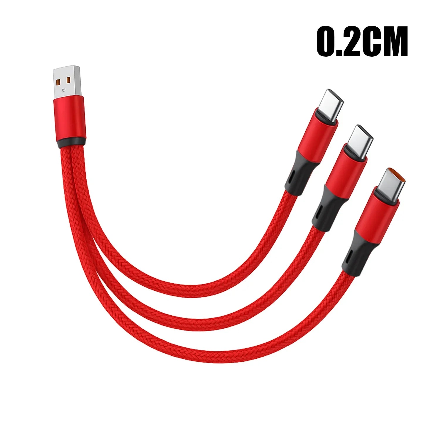 3 In 1 100W 6A USB-A to 3 ×Type-C Fast Charging Data Cable