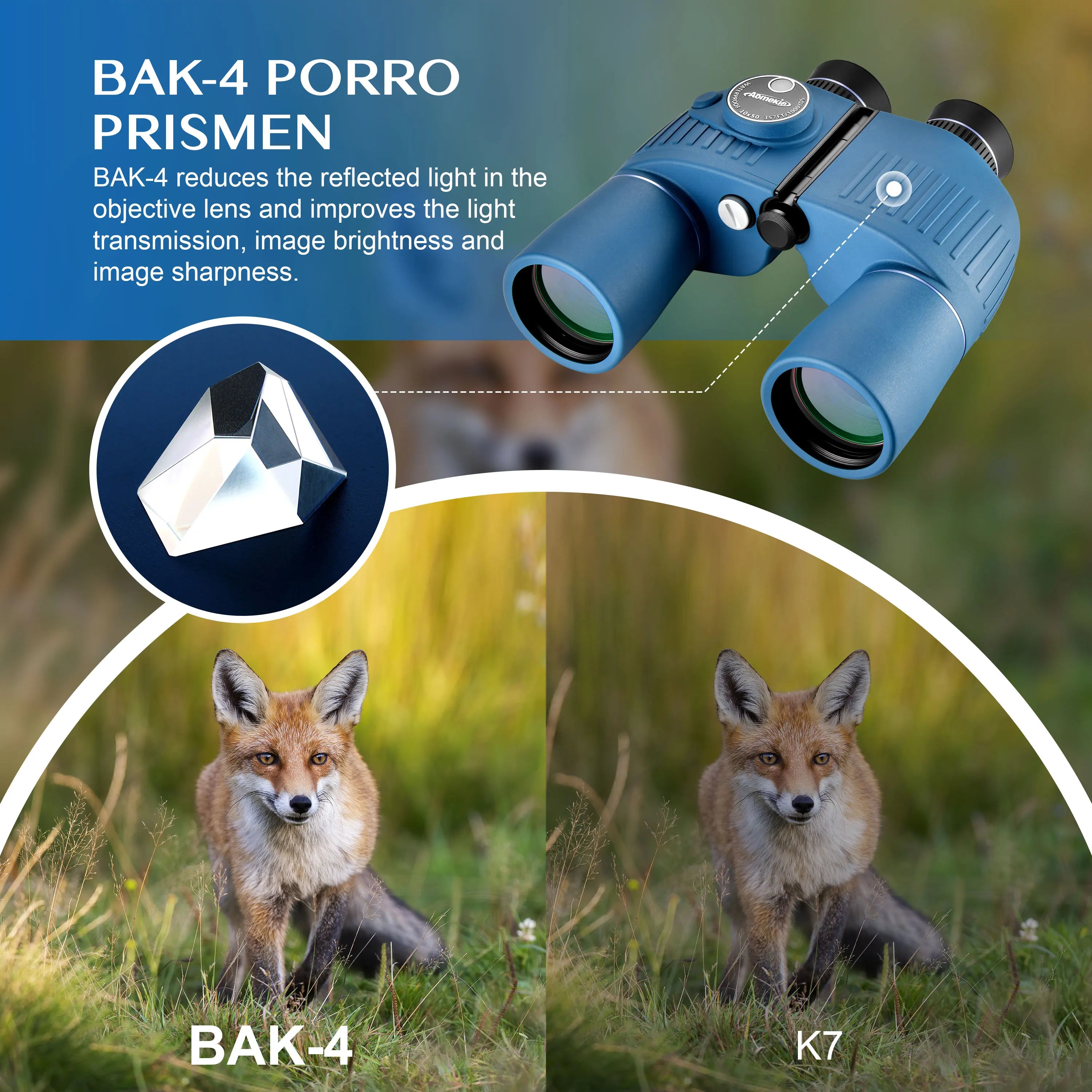 10X50 Marine Waterproof Binoculars with Illuminated Rangefinder Compass