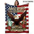 America 250th Anniversary Bald Eagle Flag Plush Blanket