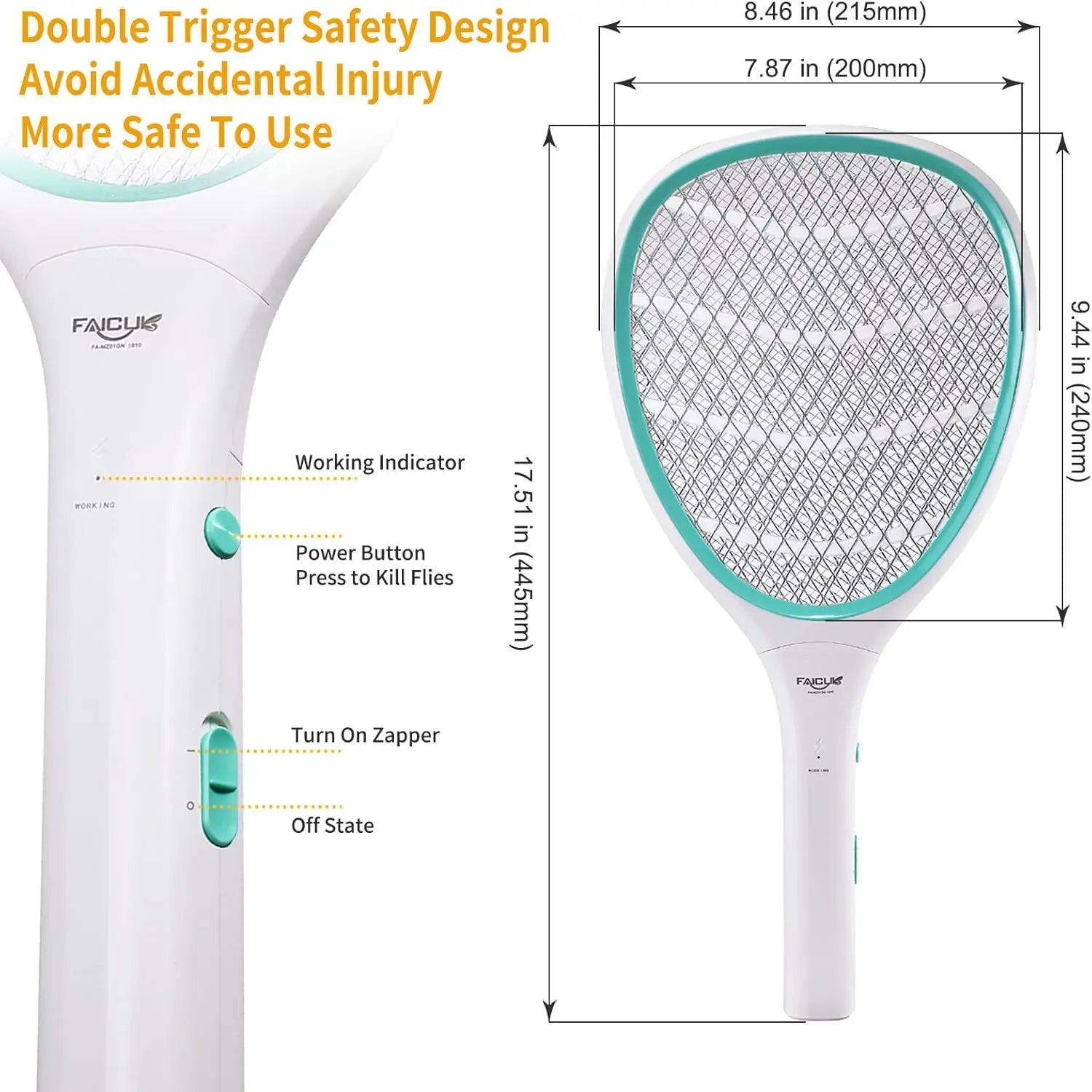 Electric Bug Zapper Racket - 2 Pack for Mosquitoes and Flies