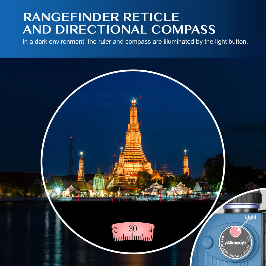10X50 Marine Waterproof Binoculars with Illuminated Rangefinder Compass