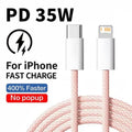 Braided 35W Fast Charge Cable For iPhone 1m 2m