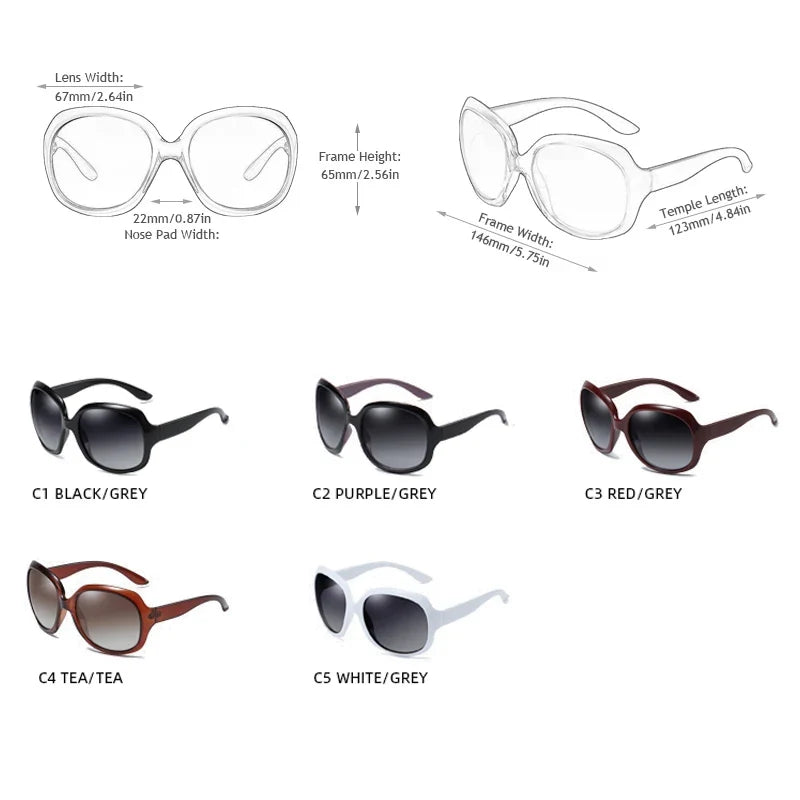 Brand Design Elegant Oversized Polarized Sunglasses Women Fashion Big Round Sun Glasses Ladies Vintage Outdoor Anti Glare Shades