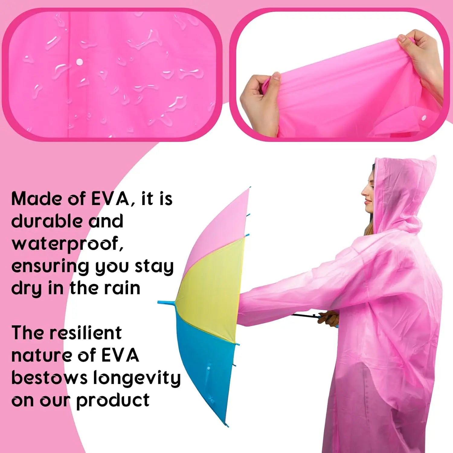 Thick Waterproof Pink Raincoat for Women