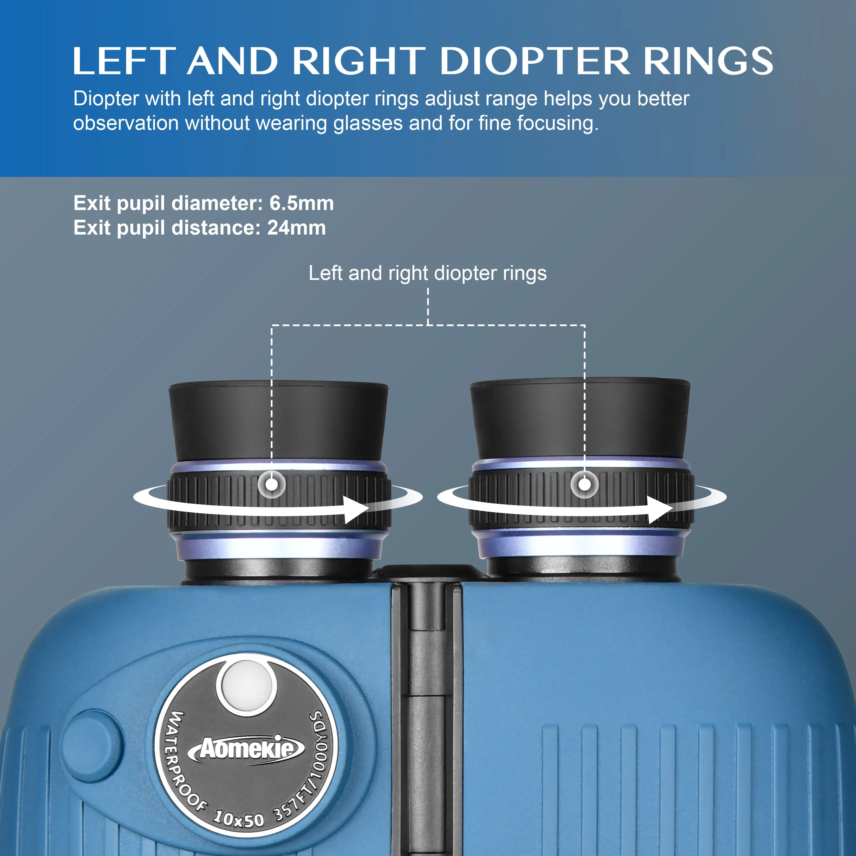 10X50 Marine Waterproof Binoculars with Illuminated Rangefinder Compass