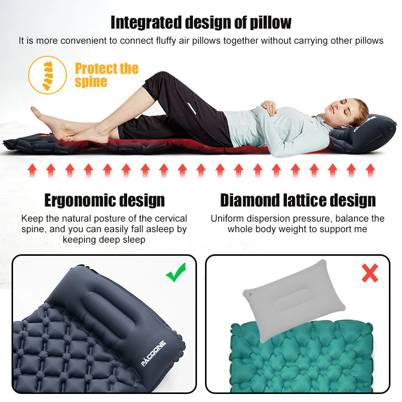 Outdoor Sleeping Pad with Built-in Pump