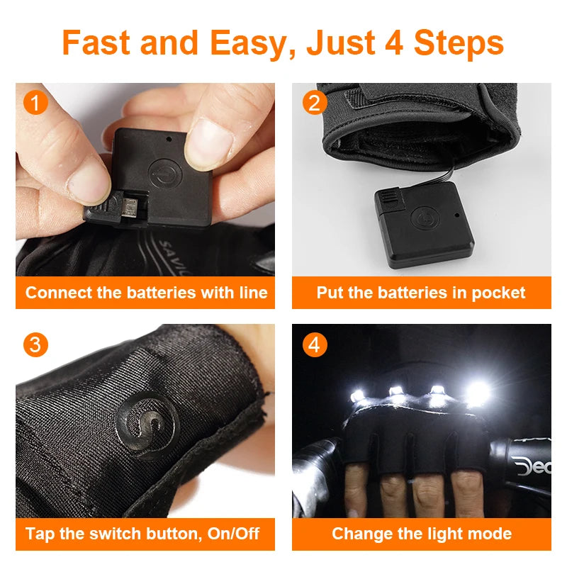 Led Gloves Mountain Hiking Cycling Fishing Outdoor Night
