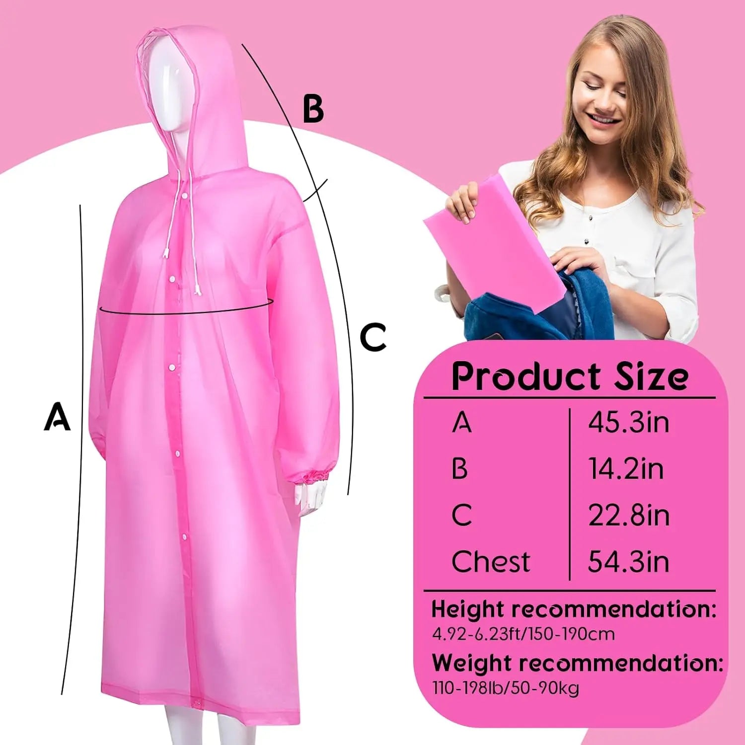 Thick Waterproof Pink Raincoat for Women