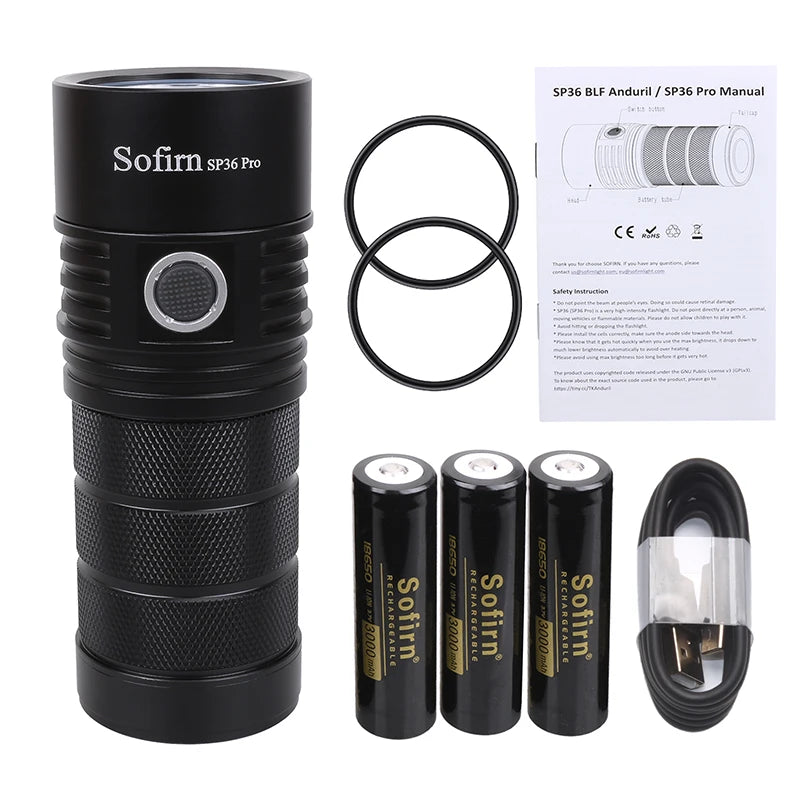8000 lumens Powerful LED Flashlight - USB C Rechargeable