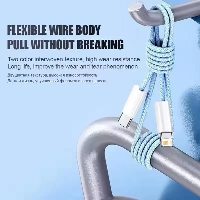 Braided 35W Fast Charge Cable For iPhone 1m 2m