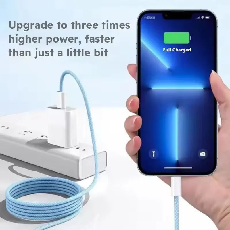 Braided 35W Fast Charge Cable For iPhone 1m 2m