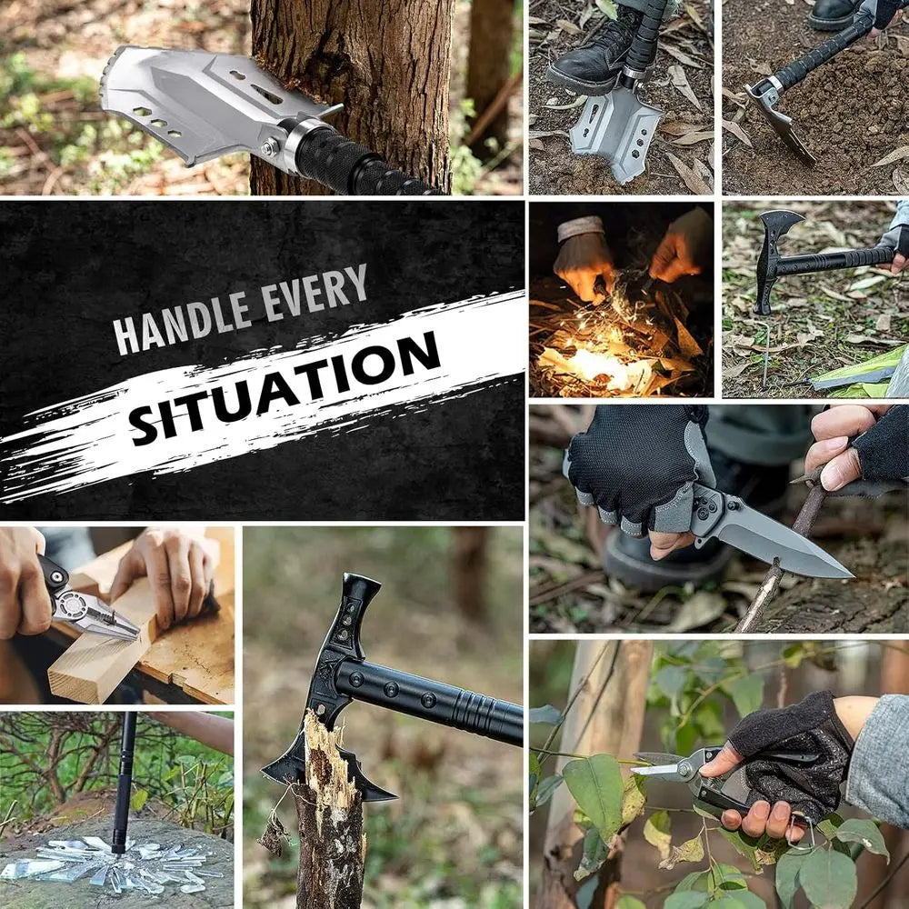 Outdoor Survival Shovel and Axe Kit