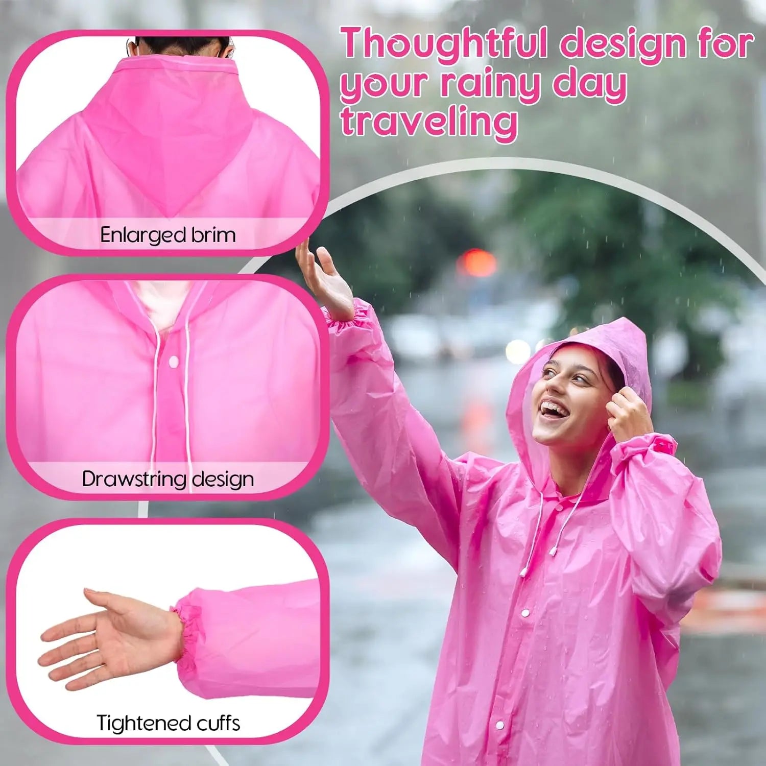 Thick Waterproof Pink Raincoat for Women