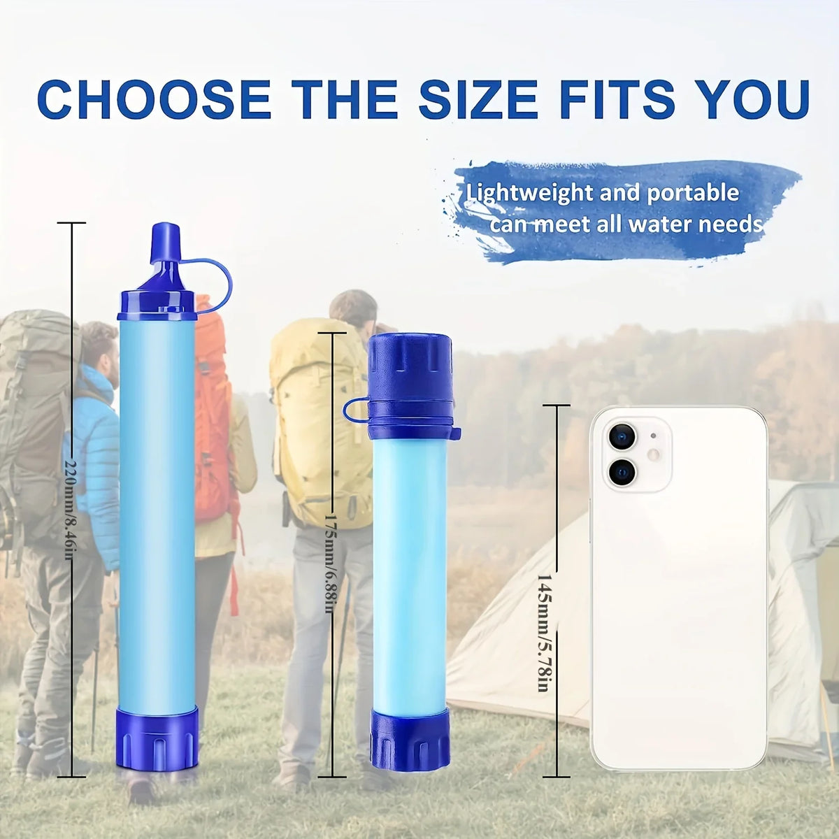 1pcs Outdoor Water Filter, Personal Straw Water Filtration System, Emergency Survival Water Purifier For Camping Hiking Climbing