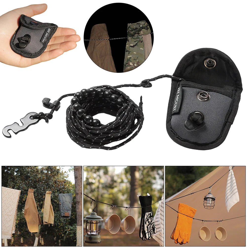 3 Meter Camping Stretch Clothesline With 12 Clips