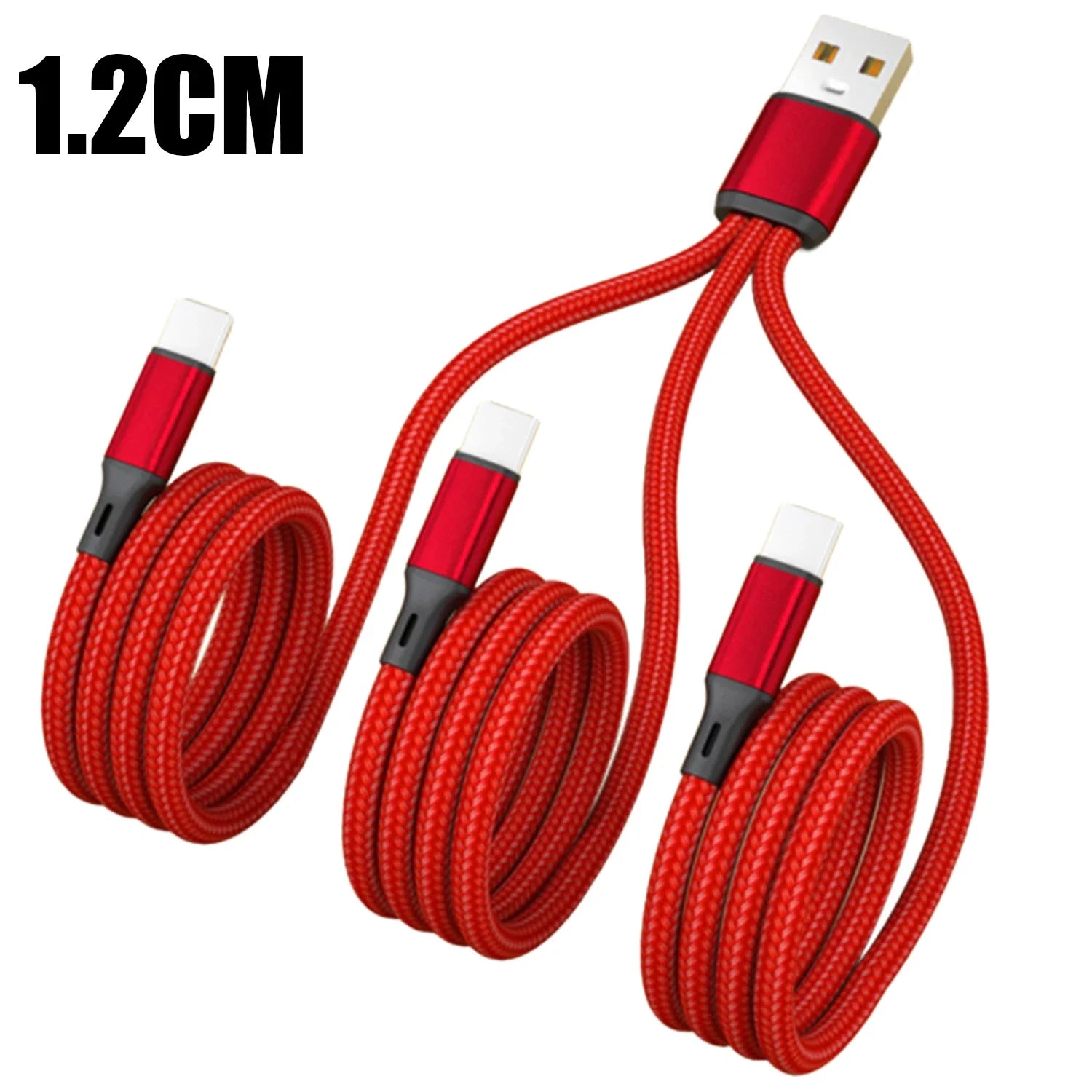 3 In 1 100W 6A USB-A to 3 ×Type-C Fast Charging Data Cable